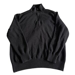 Quince Mens XL Dark Gray 1/4 Zip 100% Organic Cotton Knit Sweater Pullover